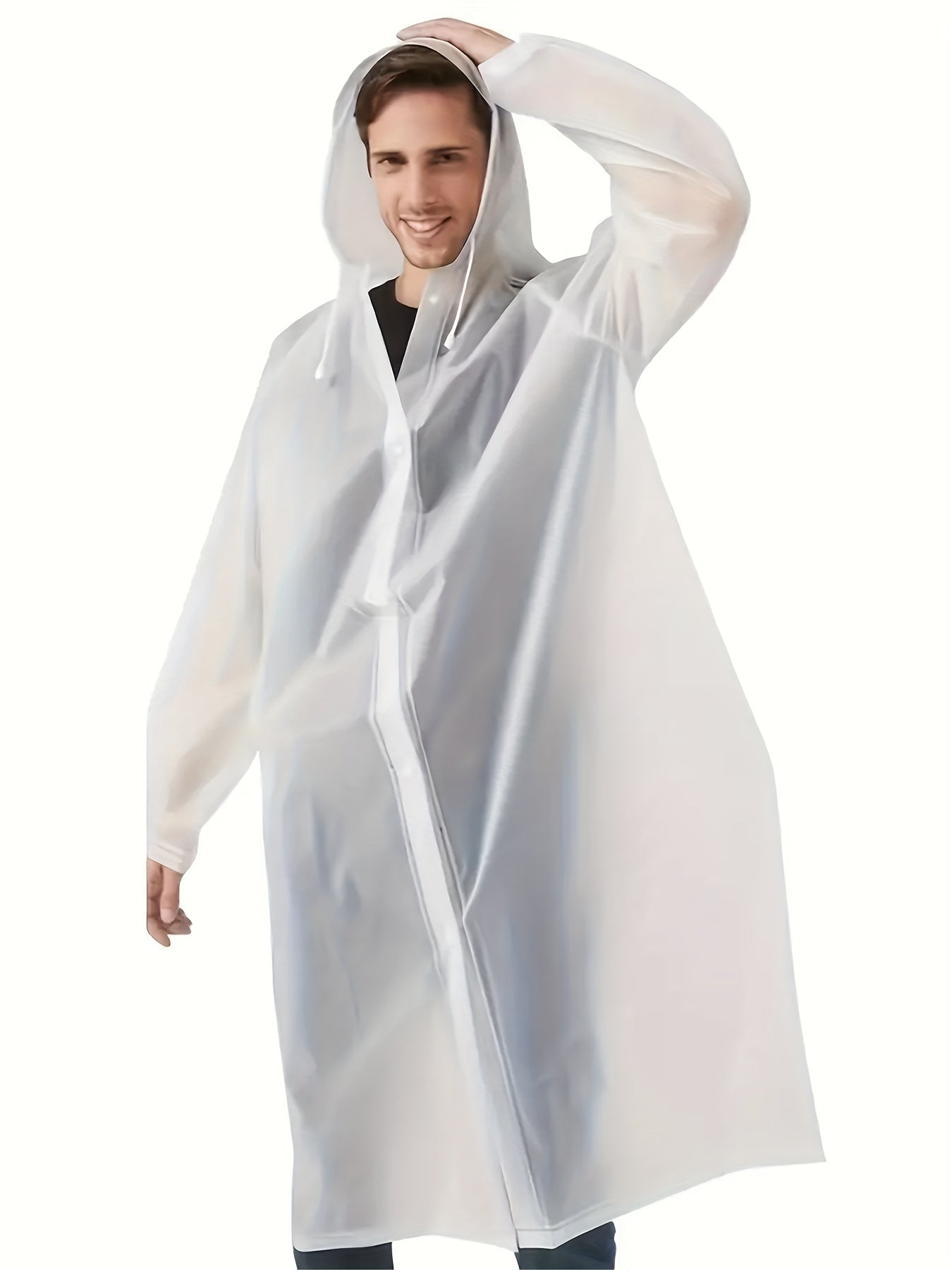 [Heavy-Duty Raincoat Jacket] OSKOE Heavy-Duty High Quality Raincoat Jacket - Men's & Women's Hooded Coat with Button Closure, All-Season Rain Gear for Hiking, Camping, Gardening - Easy-Clean Non-Porous Surface (XS-XXL, Gray)