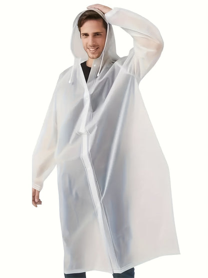 [Heavy-Duty Raincoat Jacket] OSKOE Heavy-Duty High Quality Raincoat Jacket - Men's & Women's Hooded Coat with Button Closure, All-Season Rain Gear for Hiking, Camping, Gardening - Easy-Clean Non-Porous Surface (XS-XXL, Gray)