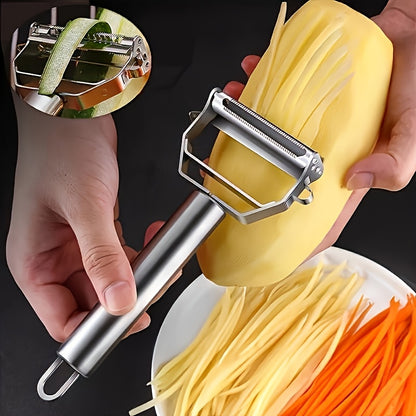 [Multi-Purpose Peeler & Cutter] Stainless Steel Multi-Purpose Vegetable Peeler & Cutter – All-in-One Kitchen Tool for Potatoes, Fruits, and More – Perfect for Thanksgiving and Christmas Gifts, Kitchen Prep Tool | Sleek Kitchenware | Sharp Blade Cutter, Ve