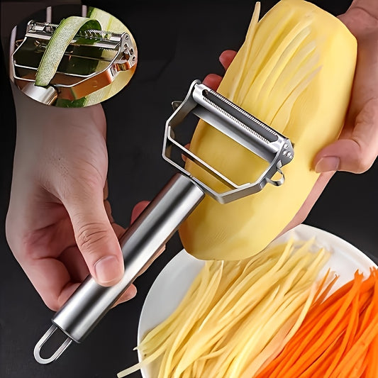 [Multi-Purpose Peeler & Cutter] Stainless Steel Multi-Purpose Vegetable Peeler & Cutter – All-in-One Kitchen Tool for Potatoes, Fruits, and More – Perfect for Thanksgiving and Christmas Gifts, Kitchen Prep Tool | Sleek Kitchenware | Sharp Blade Cutter, Ve