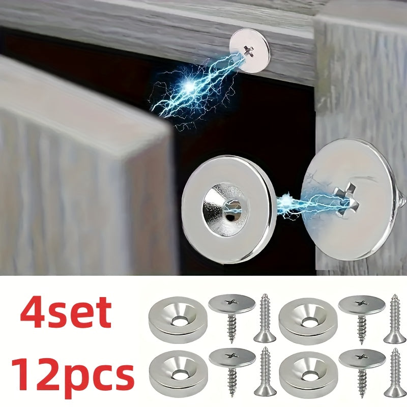 18/12/6pcs Metal Magnetic Catch for Cabinet Door Hidden Closing - Suitable for Various Materials, Kitchen Glass Doors, and Furniture Cabinets