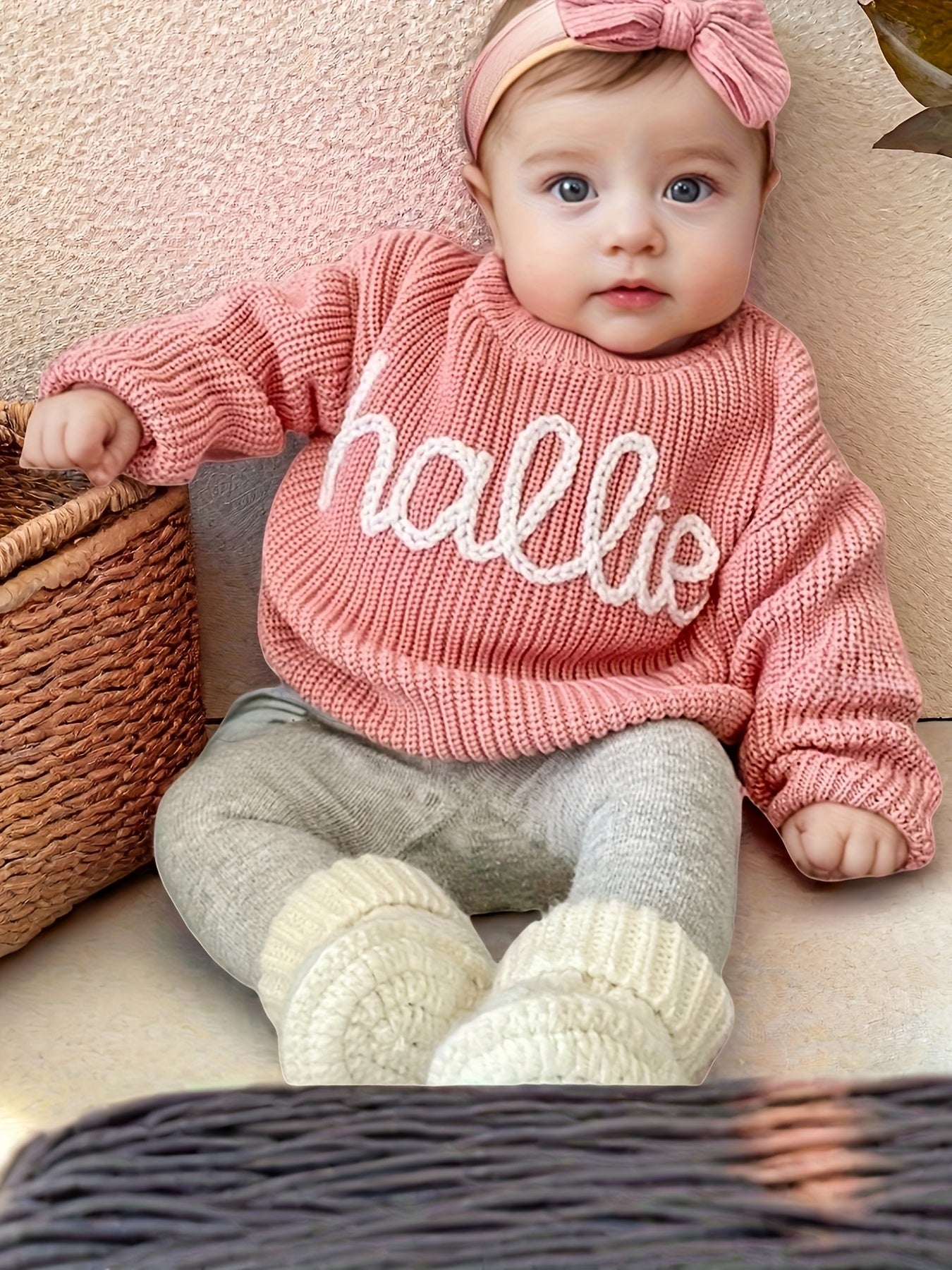 Girls' Casual Sweater with Personalized Name on Chest Area, Customizable, Perfect for Holiday Gifts