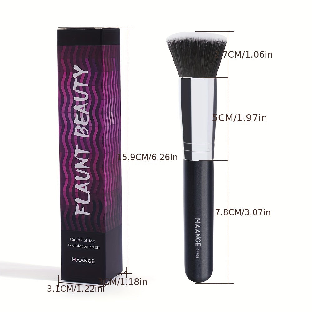 [Soft Nylon Foundation Brush] MAANGE Soft Nylon Foundation Brush | Single-Branch Flat Base, Large Head for Full Coverage & Fast Application - Professional & Everyday Makeup