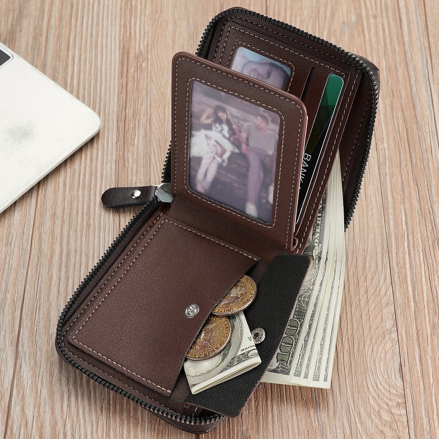 New Men's Wallet/Fashion Multi-functional/Spliced Zipper Coin Purse/Versatile Large Capacity Card Holder/for Young Students