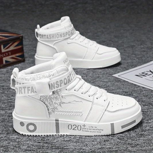 [Holiday Gifts] 1 Pair of Men's Casual Sneakers, All-Season High-Top Skate Shoes for Students, Youth 2025 New Model, Comfortable and Soft Street Fashion Trendy Style with Design Sense, Suitable for Daily Commuting and Holiday Gifts