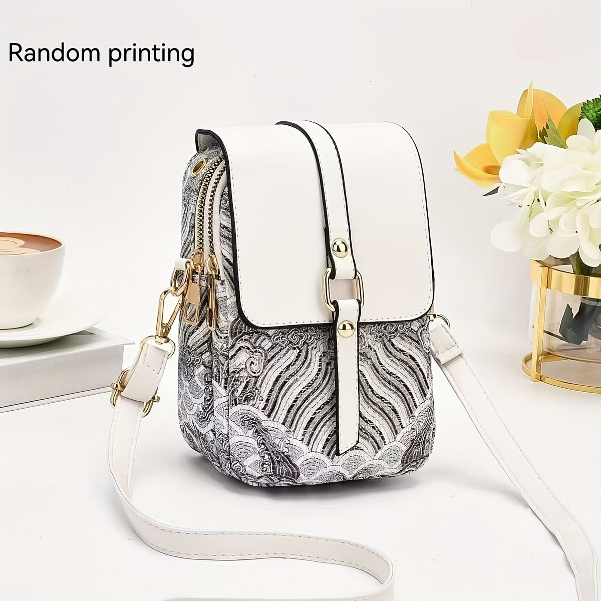 Small Bag Women's Bag 2024 New High-end Light Luxury Print Multi-layer Mobile Phone Bag Mini Niche Versatile Practical Color Single Shoulder Bag Crossbody Bag