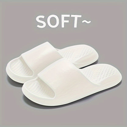 Unisex Casual EVA Slippers, Soft Open Toe Slip-on Flat Heel Sandals, Comfortable All-Season Indoor Home Summer Bath Shoes, Solid Color
