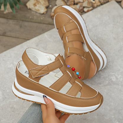 A Pair of Women's Wedge Sandals with Hidden Height Increase, Fashionable and Versatile Casual Sneakers, Women Shoes