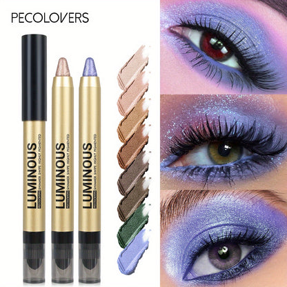 [12 Colors Glitter Shimmer] Pearlescent Eyeshadow Pencil 12 Colors Lasting Glitter Shimmer Eye Highlighter Purple Eyeliner Stick Makeup Tool