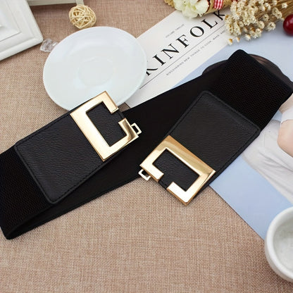 [Trendy Waist Cincher] Trendy and Versatile Western-style Wide Belt for Women | Black Waist Cincher, Decorative Dress, Elastic Stretch