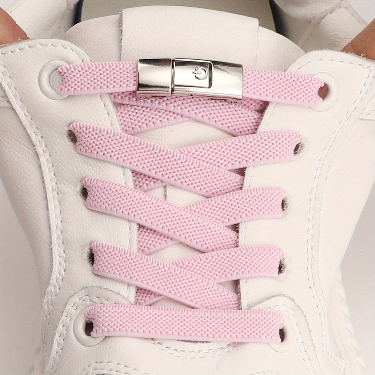 [Polyester Sneaker Accessories] 1 Pair White Polyester Women's Sneaker Accessories No Laces with Buckles