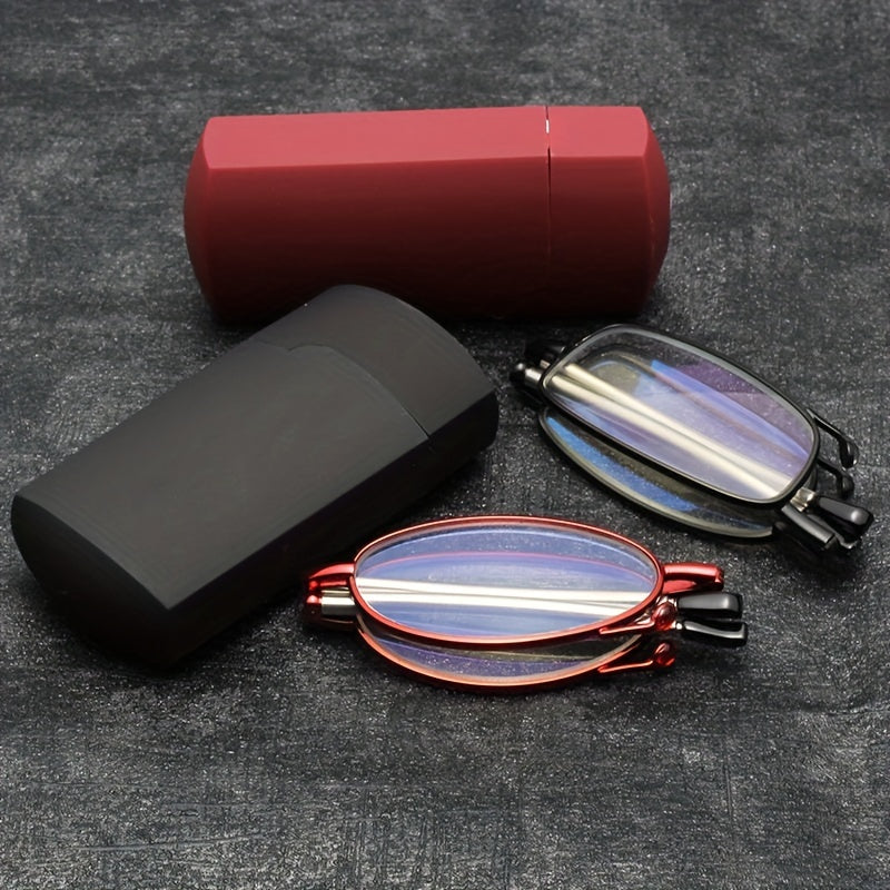 Elegant Reading Glasses, Unisex, Foldable Antenna Frame, Compact Lighter Case Design, Christmas Gifts