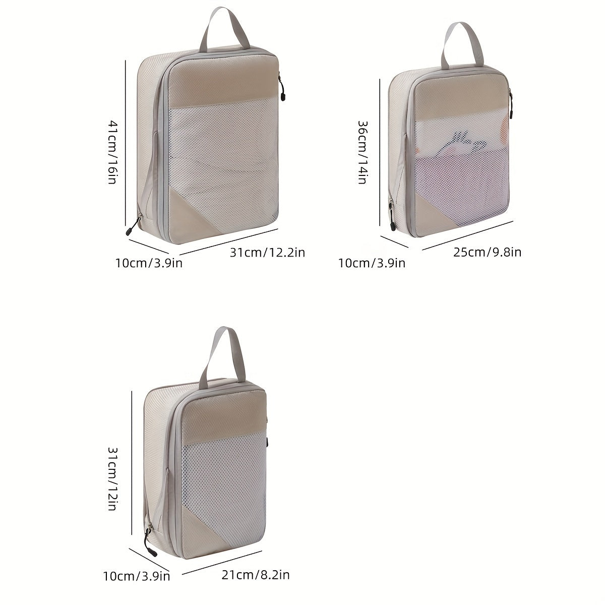 3 Set Travel Compression Packing Cubes - Luggage Organizers for Carry on Suitcases - Travel Essentials