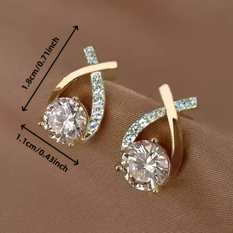 A Pair of Cross-shaped Design Stud Earrings, Versatile for Daily Wear. Simple, Elegant, Cute, and Noble Ear Accessories Suitable for Daily Commutes, Outings, Travel, and Holiday Celebrations