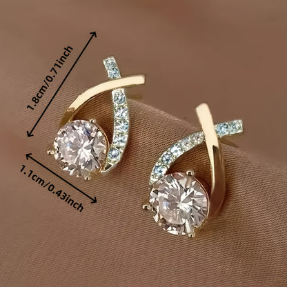 A Pair of Cross-shaped Design Stud Earrings, Versatile for Daily Wear. Simple, Elegant, Cute, and Noble Ear Accessories Suitable for Daily Commutes, Outings, Travel, and Holiday Celebrations