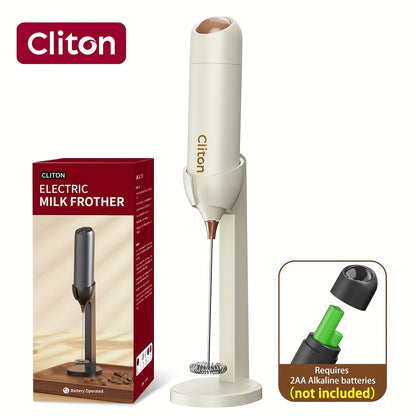 Electric Milk Frother | Battery Powered Portable Coffee Frother with Lightweight Plastic Handle & 304 Stainless Steel Whisk, Low Decibel, Ideal for Drinks, Coffee Lovers, Camping, Wedding Souvenir, Christmas Gift | Requires 2 AA Batteries