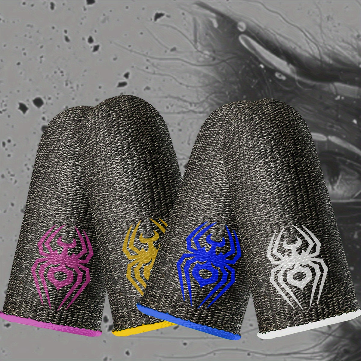 2pcs/8pcs Spider Gaming Finger Sleeves - Anti-Static Silvery Fiber, Sweat-Resistant & Touch-Friendly for PUBG, LOL | Non-Slip & Reusable, Spider, Gaming Finger Tips, Static Electricity Resistant, Anti-sweat