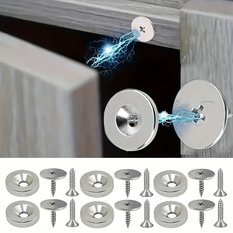 18/12/6pcs Metal Magnetic Catch for Cabinet Door Hidden Closing - Suitable for Various Materials, Kitchen Glass Doors, and Furniture Cabinets