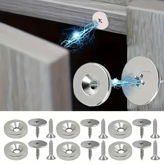 18/12/6pcs Metal Magnetic Catch for Cabinet Door Hidden Closing - Suitable for Various Materials, Kitchen Glass Doors, and Furniture Cabinets