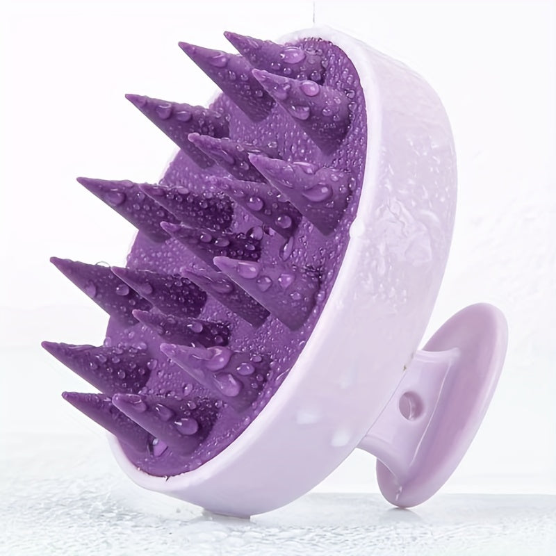 WANMEI Silicone Hair Brush with Scalp Massage - Gentle Detangling & Itch Relief for Normal Hair, Ergonomic Handle, No Electricity Needed, Purple & Design, Promotes Healthy Hair & Dandruff Control, Hair Brush for Hair, Scalp Care Tool, Modern