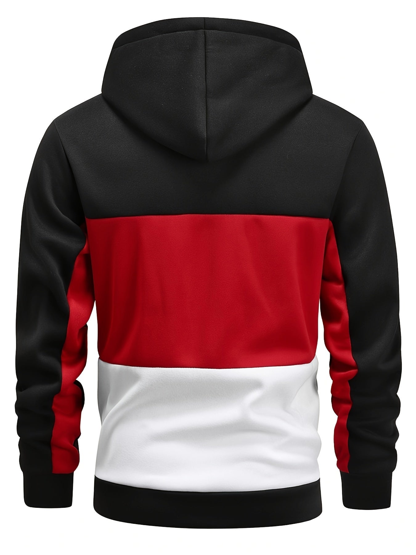 Men's Color Block Hoodie - Casual Pullover with Kangaroo Pocket, Long Sleeve, Machine Washable