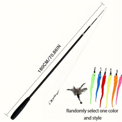 70.87inch Retractable Feather Toy for Cats, a Four-Section Extendable Cat Play Stick, Pet Supplies, Without Battery