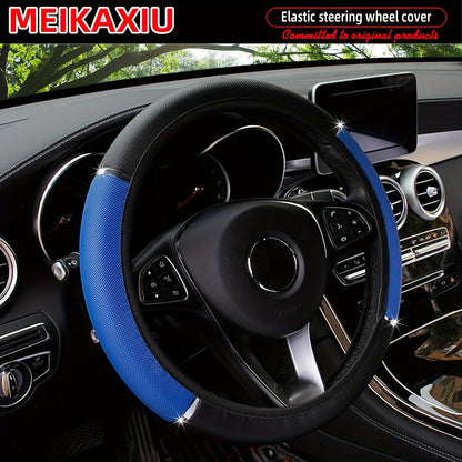 Steering Wheel Cover - Non-Slip Grip, Faux Leather Steering Wheel Wrap with Metallic Accent, Fit for Most Cars, Trucks, SUVs - All-Season Use, Easy Installation (No Inner Circle Needed) - Available in Black, Brown, Red, Blue, - Compatible with Most Vehicl