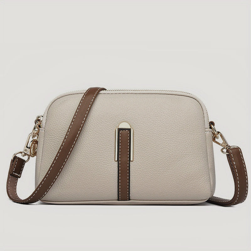 Crossbody Wallet-Purse, Shell Design with Zipper Closure, Handbag for Cash, Cards & Small Essentials, Multi-Color /Tan, Stylish Everyday & Special Occasion Accessory