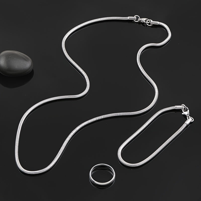 3pcs Stylish Versatile Dark Series Stainless Steel Cross Jewelry Set