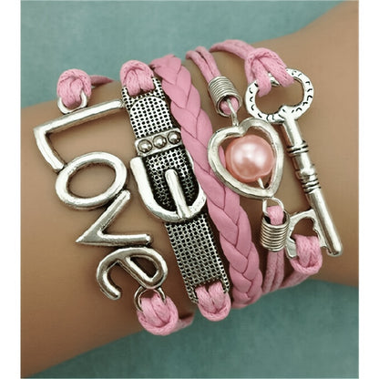 European and American Fashion Jewelry Owl Heart Number 8  Braided Bracelet