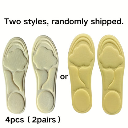 4pcs Unisex 6D Cloud Feel Shoe Inserts | Thick, Soft, Breathable, Ergonomic Design for High Heels, Sports, And Casual Shoes | Comfortable Shock Absorption, Durable Lightweight, Memory Foam Material