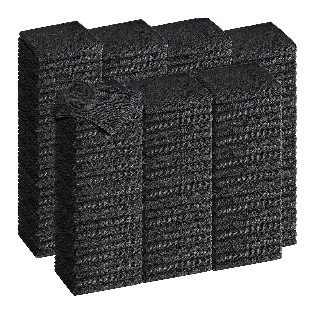 [Microfiber Cleaning Cloths] Super Soft Microfiber Cleaning Cloths - Lightweight, Square, Black, Perfect for Car Detailing And Household Use in The Kitchen, Bathroom, Bedroom, And Living Room