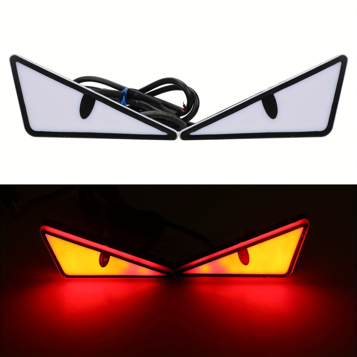 2-Piece LED Eagle Eye Lights, Triangular Devil Eyes, Fun Atmosphere Lights, High-Brightness Safety Driving Auxiliary Lights, 12V Devil Eye Neon Lights, Suitable for Cars and Motorcycles, High-Brightness Neon Lights