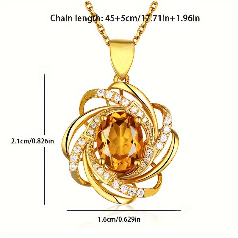 1pc of Stylish And Elegant Spiral Flower Pendant Necklace for Women, Exquisite Jewelry Gift for Valentine'S Day Or Weddings