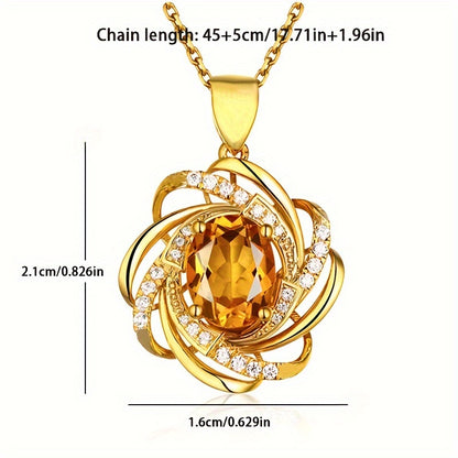 1pc of Stylish And Elegant Spiral Flower Pendant Necklace for Women, Exquisite Jewelry Gift for Valentine'S Day Or Weddings