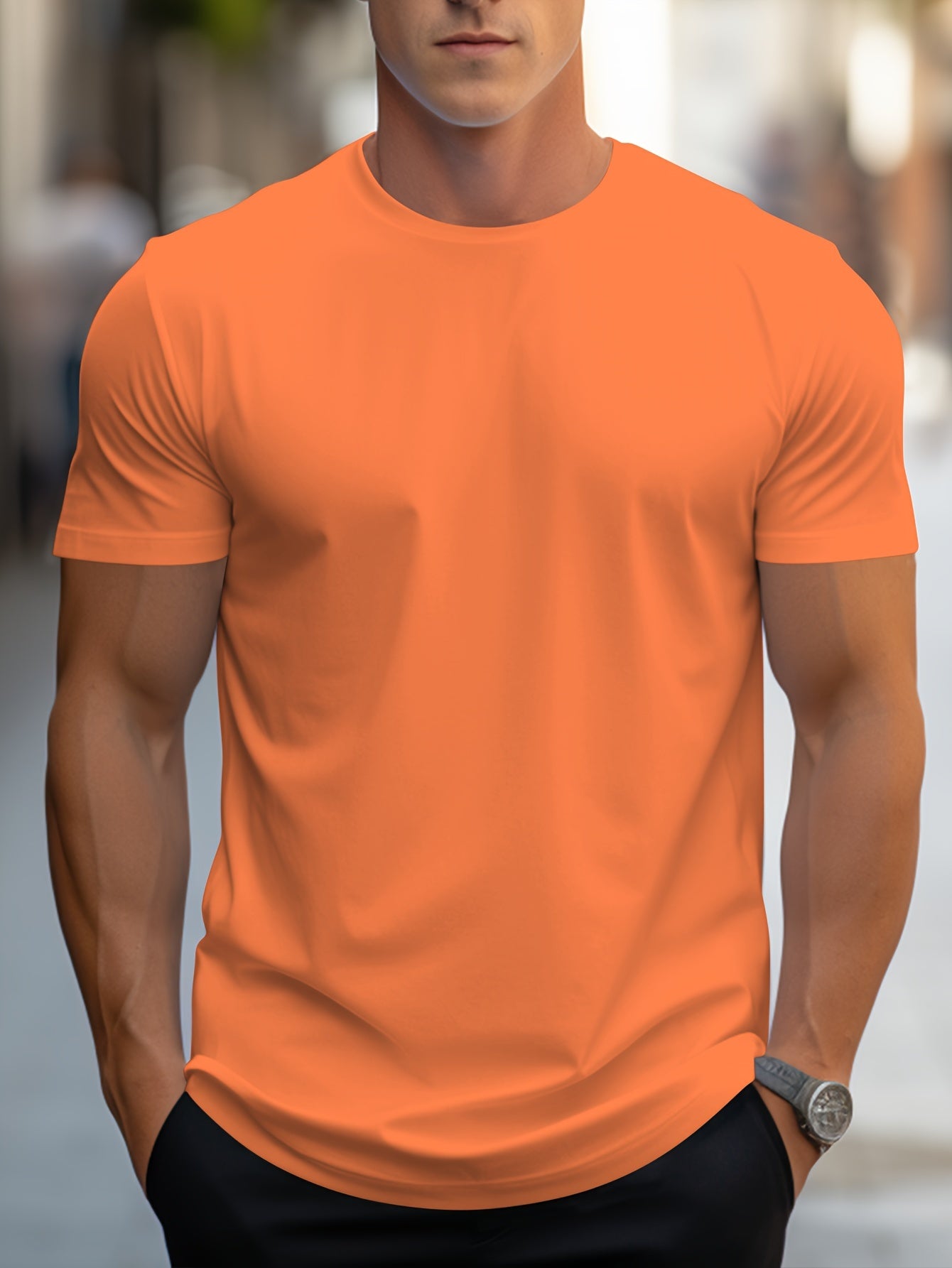 2026 New Year New T-Shirt, Christmas Apparel Base Layer, Men's Minimalist Solid Color Regular Fit T-Shirt, Body-Shaping Essential! Daily Must-Have! Versatile, Short Sleeve yyds! Simple Yet Not Plain