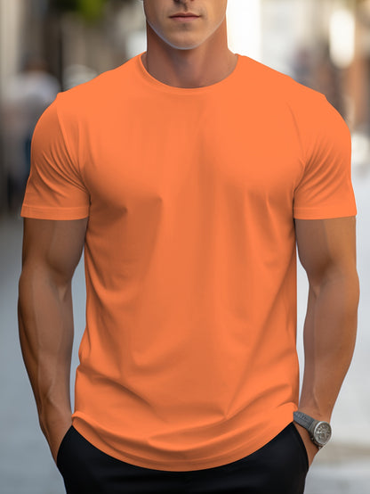 2026 New Year New T-Shirt, Christmas Apparel Base Layer, Men's Minimalist Solid Color Regular Fit T-Shirt, Body-Shaping Essential! Daily Must-Have! Versatile, Short Sleeve yyds! Simple Yet Not Plain
