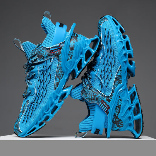 Men's Casual Sneakers, Mid-Top Blade Running Shoes for Autumn/Winter, Slip-Resistant for Daily Wear
