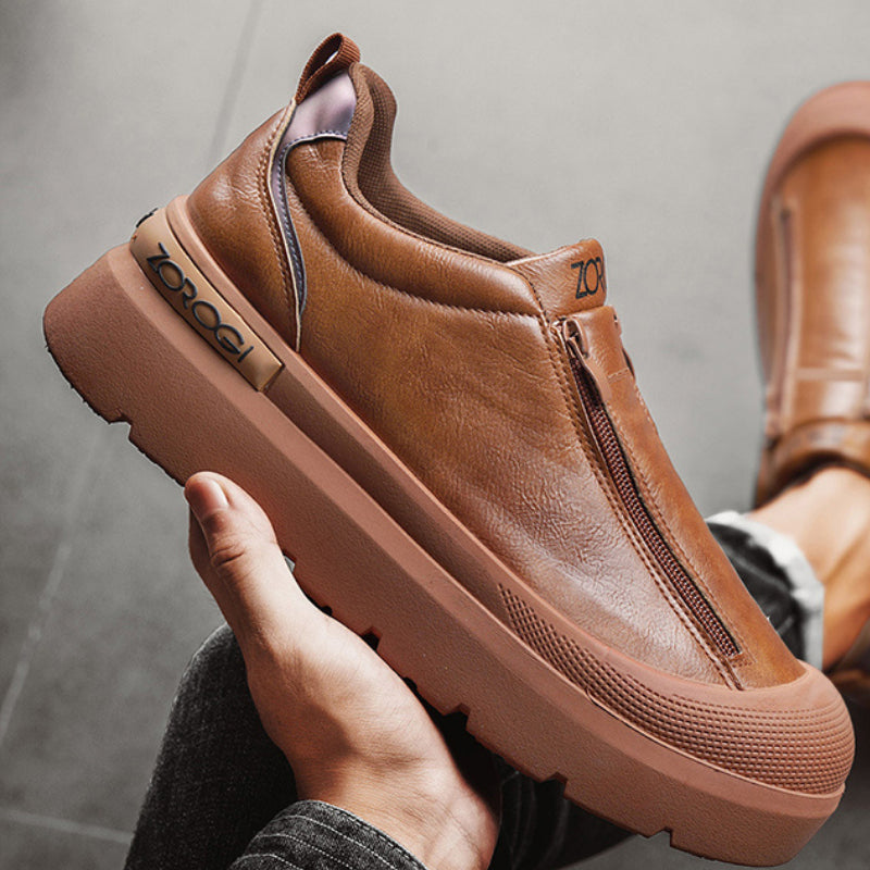 Men's Business Shoes: Comfortable, Anti-slip and Durable Lace-up Work Shoes, Men's Lace-up Couple Style Thick-soled Soft-soled Sports Shoes- Comfortable All Year Round, Black Walking Shoes for Casual Wear, Thickened Version Men's Shoes