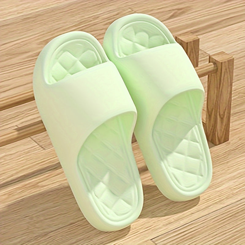 Women's Indoor Slippers for Summer, Solid Color, Non-Slip, Thick Sole, Simple House Slides for Home and Bathroom Use, Women Shoes