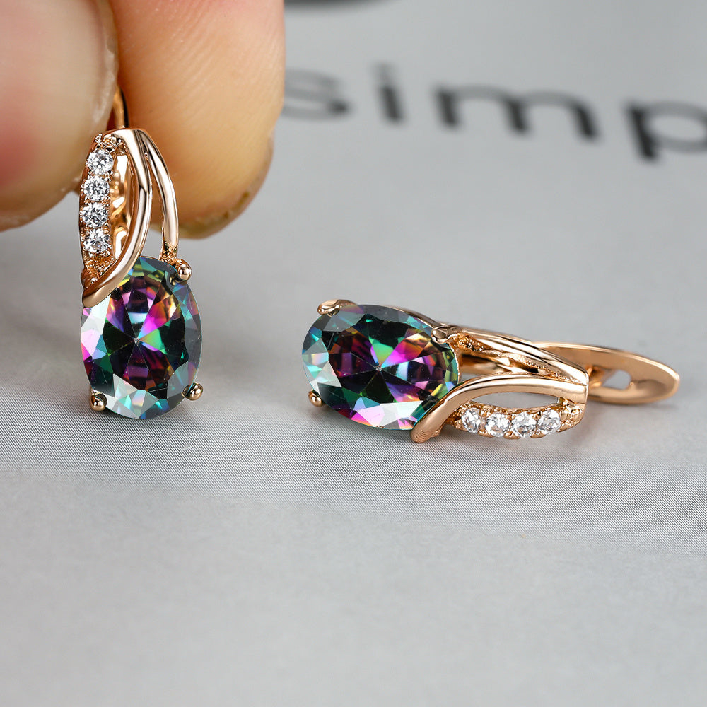 [Synthetic Zirconia Earrings] Vintage Synthetic Zirconia Earrings, Elegant Oval Cut Bridal Wedding Jewelry Gifts