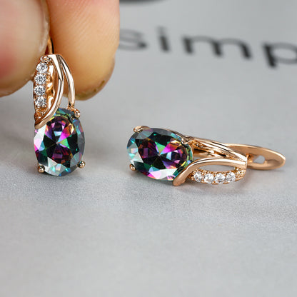 [Synthetic Zirconia Earrings] Vintage Synthetic Zirconia Earrings, Elegant Oval Cut Bridal Wedding Jewelry Gifts