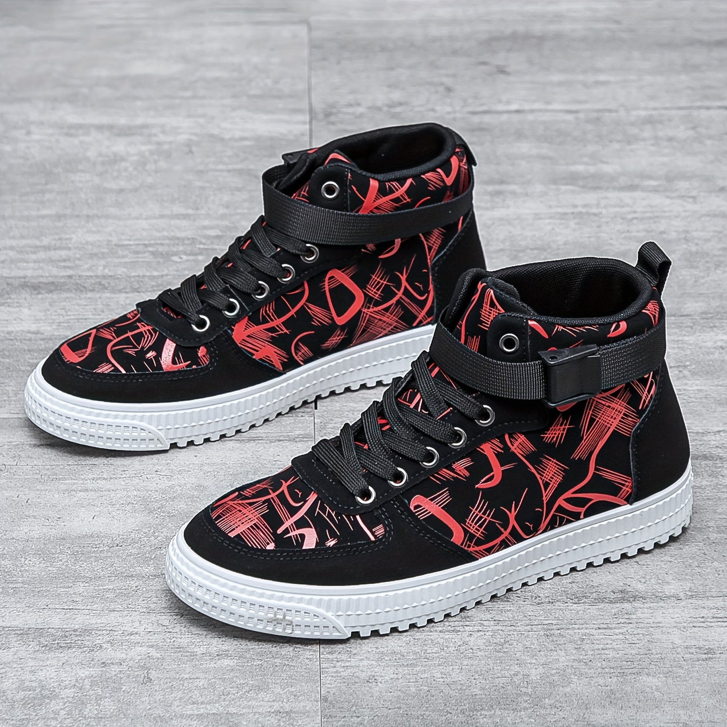 Men'S Fashionable Easy Comfortable Black Mid-Top Casual Sneakers | Non-Slip, Versatile for All Seasons, Faux Upper and Sole, Lace Closure
