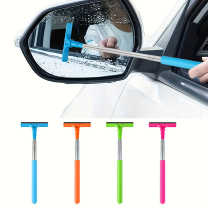 1pc Portable Water Scraper for Rearview Mirror with Sponge Cleaner and Extendable Window Cleaning Brush