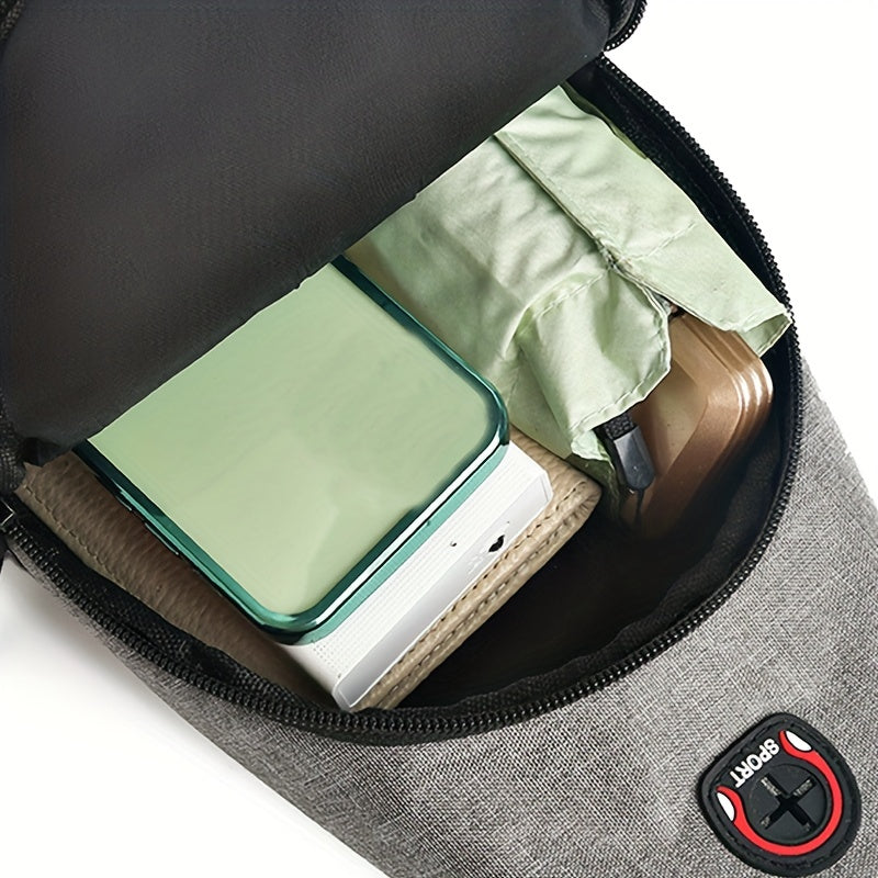 New Trendy Chest Bag for Men, Crossbody Canvas Shoulder Bag, Casual Small Backpack, Men'S Bag [Zipper Direction Random]