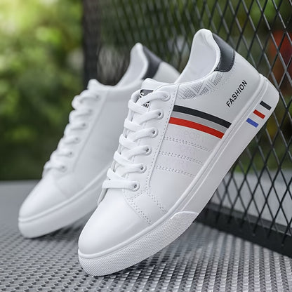 Men's Fashion Striped Low-top Skateboard Shoes, Comfortable Non-slip Lace-up Casual Sports Shoes, Suitable for Men's Outdoor Activities