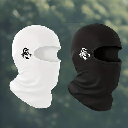 Men'S Breathable Head Cover | Fashionable Black and White Printed Cycling Mask, Windproof Full-Cover Headscarf for Summer Outdoor Activities, Adjustable Headband, Knit Fabric