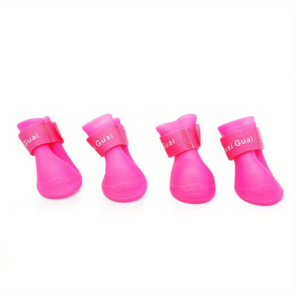 Pet silicone rain boots non-slip waterproof wear-resistant soft bottom can not drop dog shoes small dogs and cats Teddy rain boots