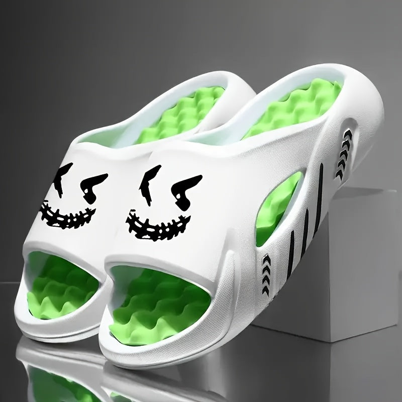 OURANNI Men's Fashion Cartoon Print Lightweight Indoor Home Shower Slippers, Trendy and Versatile Unisex Style, Suitable for Couples' Daily Casual, Sports, Beach, and Vacation Wear, Lightweight Indoor/Outdoor Multi-Scene Footwear, Durable EVA
