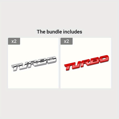 Turbo Metal Car Emblem Sticker Available in Silver, Black, And Red for Tailgates